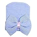 Gellwhu 5pcs Infant Baby Girls Striped Nursery Newborn Hospital Hat Cap with Big Bow White Pink Blue