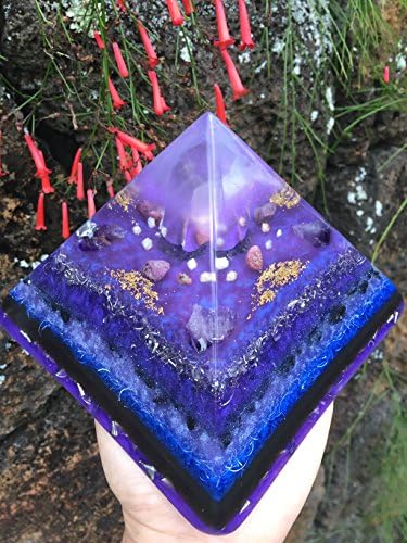 EXTRA LARGE Pōpolohua Orgone Generator Pyramid with Rhodizite, Amethyst, Stichtite and Phantom Quartz