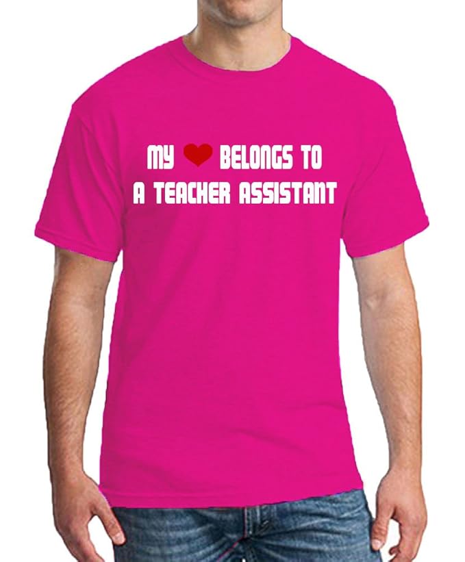 Amazon.com: MY HEART BELONGS TO A TEACHER ASSISTANT Hot Pink Job ...