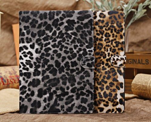 W-RainBow Ipad Air Leopard Skin Style Stand Flip PU Leather Case Cover For Apple Ipad Air 9.7 inches(Brown Black Leopard)