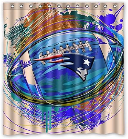 SANMOU NFL New England Patriots Pattern Shower Curtain Waterproof Polyester Bathroom 66" x 72"