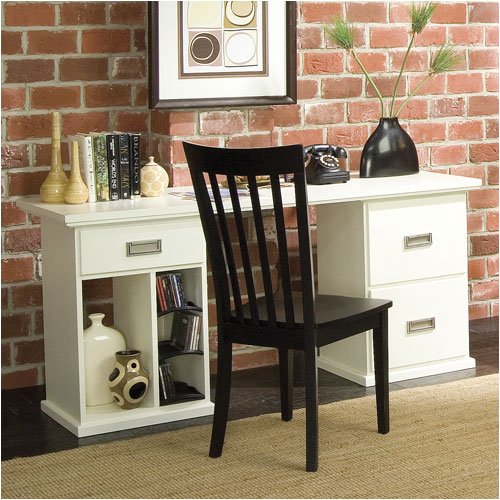 Riverside Furniture Basics Office Series Basics 66" W Computer Desk with File Pedestal in Quest Whit