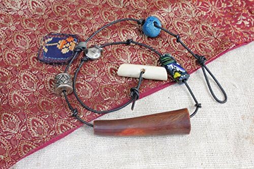 Colors of the World! Ethnic Necklace w Worldwide Charms - African Glass, Italian Wood, Israeli Silver, Indian Beads &amp; Bedouin Emroidary