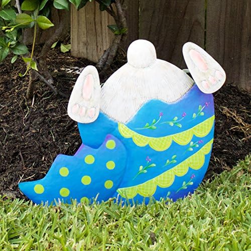 Easter Egg with Bunny Table and Porch Decoration (Blue/Green Dot)