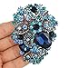 EVER FAITH Women's Austrian Crystal Orchid Teardrop Brooch Blue Black-Tone