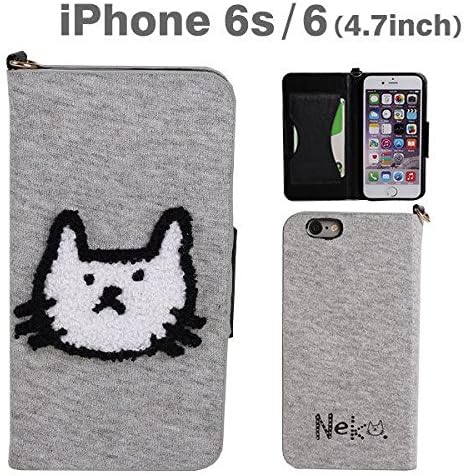 Paquet du Cadeau Nekodotto Chenille Embroidery Fabric Covered Diary Style Case for iPhone 6s / 6 (Gray)