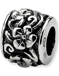 Reflection Beads Silver Tropical Blossoms Flower Bead