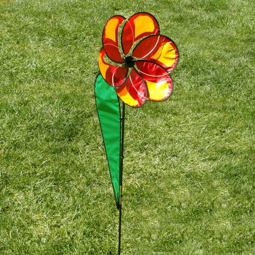Big Red Daisy Flower Outdoor Lawn Wind Spinner
