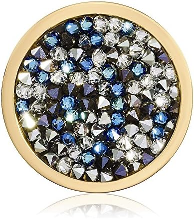 Nikki Lissoni Gold-tone 23.6mm Blue &amp; White Rock Swarovski Crystal Coin
