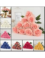 Home: CYNDIE 20pc 7cm Real Latex Touch Rose Flowers Flower Wedding Home Design Bouquet Decors Best Price Gift Royal Blue - CYNDIE