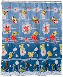 SpongeBob SquarePants Underwater Frenzy 70-by-72-Inch Vinyl Shower Curtain