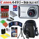Canon PowerShot A495 10.1 MP Digital Camera (Silver) + 8GB Deluxe Accessory Kit