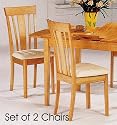 Set of 2 Contemporary Natural Finish Dining Chairs w/Cushion Seat