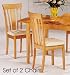 Set of 2 Contemporary Natural Finish Dining Chairs w/Cushion Seat