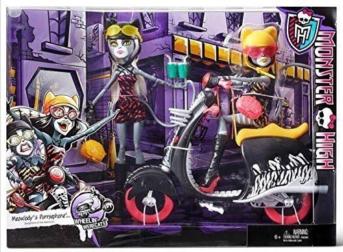 Monster High Wheelin' Werecats Meowlody and Purrsephone with Scooter by MXX23610