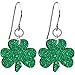 Body Candy Green Glitter Stainless Steel Fishhook Luck Clover Irish Shamrock Earrings for Women