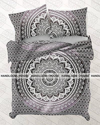Indian Ombre Mandala Duvet Cover Cotton Queen Size Quilt Doona Cover Reversible by Handloom House