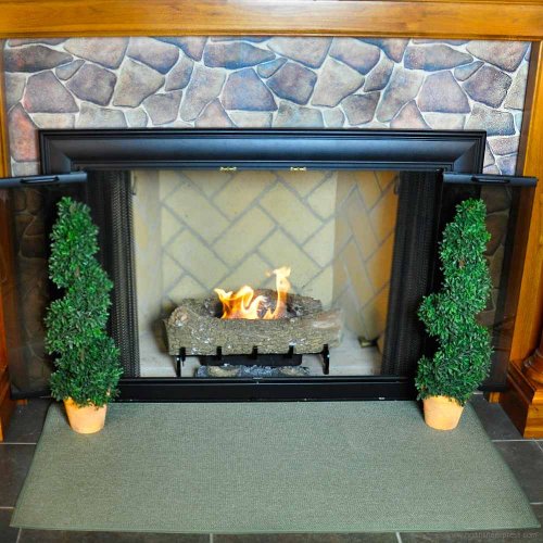 Affordable Sage Green Guardian Rectangular Fireplace Hearth Rug