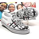 KIDS , Kinder Tribal Canvas Slipper, Slip On Leinen- Halbschuhe, weiss-schwarz