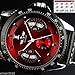 Amyove Winner Mens Sport Red Black Leather Date Automatic Mechanical Army Wrist Watch