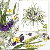 FOUR 17" Pansy Astilbe Mixed Artificial Flower Grass Arrangement _Purple Yellow