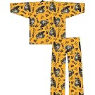 Boys My 1st JCB Winter Flannel Long Sleeve Button Up Top & Trouser Nightwear Pyjama Set