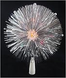 8 Lighted Retro Silver Tinsel Star Christmas Tree Topper - Multi Lights