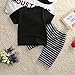 Little Boys Short Sleeve Letters Print T-shirt and Striped Shorts Outfit
