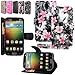 Cellularvilla Wallet Case for LG Lucid 3 VS876 Pu Leather Wallet Card Flip Open Pocket Case Cover Pouch (Black Pink Flower)