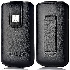 Original Collos Samsung Magic Black M WAVE 578 | GALAXY 5 GT-i5500 | GT-3750 | C6712 Star II 2 Duos | GT C6112 Duos | E1230 | E1050 | E1080 | E1180 | C3200 Handytasche Tasche Etui Slim Case Schwarz inkl. R�ckziehfunktion EasyOut Pullstrip / Neue Collection