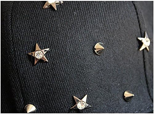 Black Hedgehog Stripe Rivet Stud Spike Spiky Star Snapback Cap