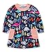 Girls Cotton Birds Animals Print Crewneck Long Sleeve T-Shirt Dress (Dinosaur, 5-6Y)