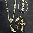 Gold-Plated Rosary with 5mm Glass and Gold Filigree Beads and 12" Chain