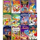 walt disney's 12 pack: Winnie the Pooh and Christmas Too , The Many Adventures of Winnie the Pooh, Aladdin (A Walt Disney Classic), Disney's The Jungle Book , The Return of Jafar, The Fox and the Hound, The Lion King (A Walt Disney Masterpiece), Cinderella (Walt Disney's Classic Animated Feature), Snow White and the Seven Dwarfs (Walt Disney's Masterpiece) , Beauty and the Beast (A Walt Disney Classic) (1991), Aladdin and the King of Thieves (Disney Presents), 101 Dalmatians (Walt Disney's Classic)
