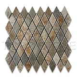 Golden White Quartzite Tumbled Diamond Mosaic Tile - Box of 5 sq. ft.