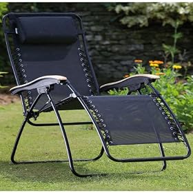 New Porto Garden Lounger Black Garden Chair