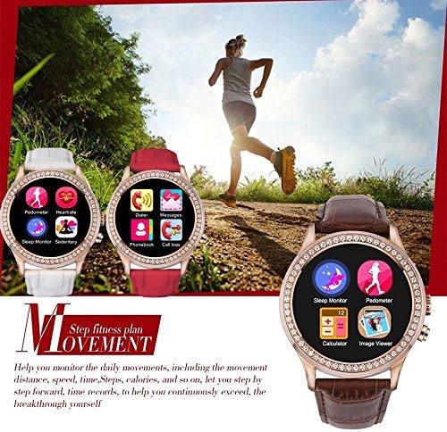 BAB® Luxury SUN-D2 Smart Bluetooth 4.0 WristWatch for iOS Android Smartphone,Pedometer, Heart Rate Monitor,NO.1 D2 Ladies Watches - Brown