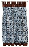 Tadpoles Damask Set of 2 Tab Top Curtain Panels, Blue/Brown