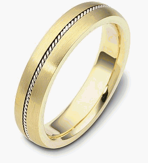 18 Karat Gold and Platinum 5mm Comfort Fit Wedding Band Ring