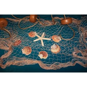 Fishing Net, 6 X 9 Ft Fish Net, Netting Shells, Starfish, Floats Decorative Nautical Decor... by