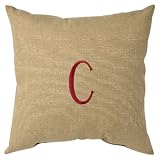 Outdoor Patio Beige Decorative Pillow 16x16" Monogramed Letter C