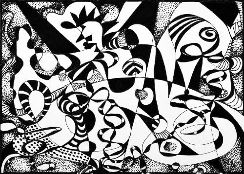 Dinner Party PhotoArt Anywhere Movable Fine Wall Art Abstract Oblique Pen &amp; Ink by Martin Zgodinski 11x16