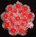 Retro Silver Tinsel Flower Christmas Tree Topper With Red Lights