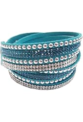 Luna Sosano All Ladies Premium Quality Crystal Slake Bracelet with Swarovski Elements, 2 Button Clamp (One Size / 15 Colors)