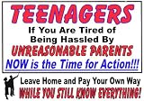 Novelty Sign: Teenagers (Leave While You Know Everything)
