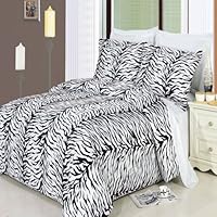 Luxury Zebra 3-PC Black with White 300 Thread Count King/Cal king Duvet Cover Set 100 % Egyptian Cotton comforter cover set with matching pillow shams By sheetsnthings