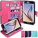 S6 Case, LK Galaxy S6 Wallet Case, Luxury PU Leather Case Flip Cover with Card Slots & Stand For Samsung Galaxy S6, HOT PINK