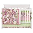 My Baby Sam Paisley Splash in Pink 4pc Crib Bedding Set-Green,Pink