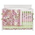 My Baby Sam Paisley Splash in Pink 4pc Crib Bedding Set-Green,Pink