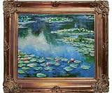 Art Reproduction Oil Painting - Monet Paintings: Water Lilies with Renaissance Bronze Frame - Bronze Finish - 30 X 34 - Hand Painted Framed Canvas Art